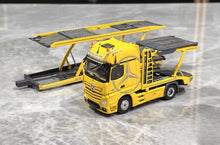 Load image into Gallery viewer, 1:64 Yellow AMG Actros Gigaspace 4x2 Trailer Truck Model Diecast Metal Car
