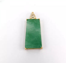 Load image into Gallery viewer, Nature Jade Green Rectangle Peace Pendant Necklace Gift Jewelry charm Blessing

