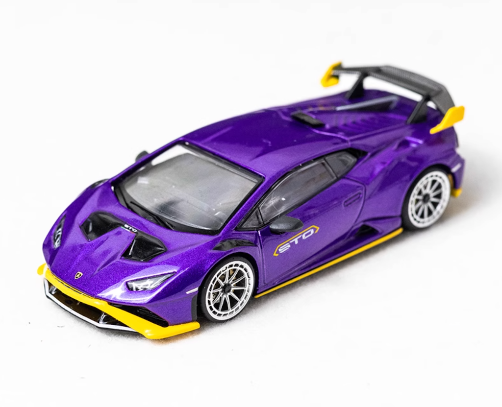DM 1:64 Purple Huracan STO Racing Sports Model Diecast Metal Car New Collection