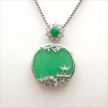 Load image into Gallery viewer, Nature Jade Pavilion View Pendant Necklace Gift Jewelry charm Blessing Fortune s
