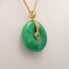 Load image into Gallery viewer, Nature Jade Fortune Peace Round Pendant Necklace Gift Jewelry charm Blessing New
