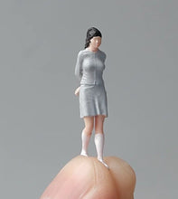 Load image into Gallery viewer, 1:64 Painted Figure Mini Model Miniature Resin Diorama Sand Grey Dress Girl Toy New
