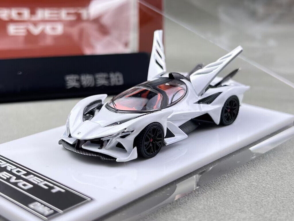 DMH 1:64 White Project Evo Racing Sports Model Diecast Metal Car New Collection