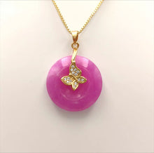 Load image into Gallery viewer, Nature Jade Butterfly Round Pendant Necklace Gift Jewelry charm Blessing Lucky b
