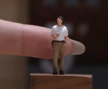 Load image into Gallery viewer, 1:64 Painted Figure Model Miniature Resin Casual Man Standing Holding Coffee
