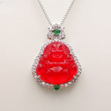 Load image into Gallery viewer, Nature Jade Laughing Budha Pendant Necklace Gift Jewelry Luck Blessing Fortune b
