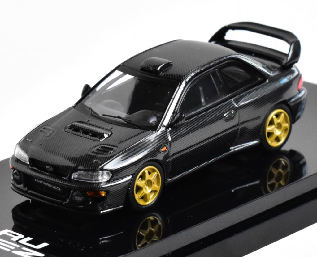 HobbyJapan 1:64 Black Carbon Impreza GC8 WRX 22B STI Model Diecast Metal Car