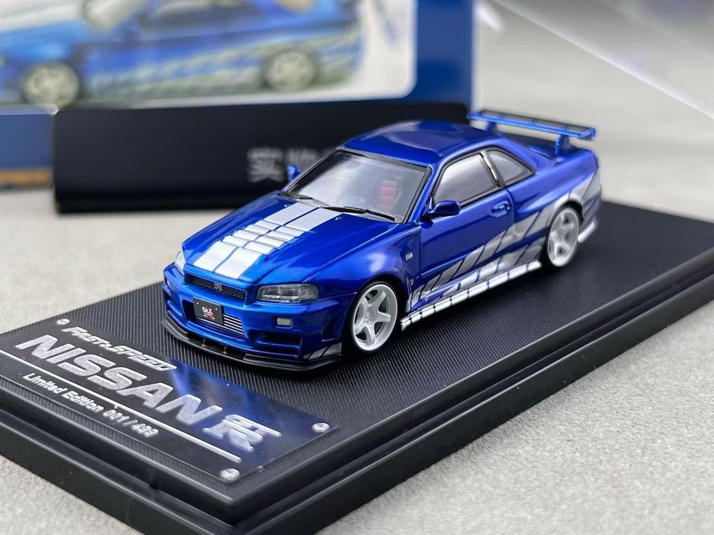 FS 1:64 Blue Skyline GTR R34 Nismo Z-Tune Sports Model Diecast Metal Car New Collection