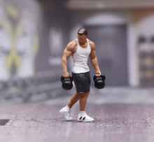 Load image into Gallery viewer, 1:64 Painted Figure Model Miniature Resin Diorama Scene Sand Gym Man Exercise T
