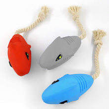 Load image into Gallery viewer, Dog Squeaky Toys Chew Puppy Rubber Rope Toy Durable Aggressive Chewers Pet Shark
