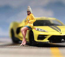 Load image into Gallery viewer, 1:64 Painted Figure Model Miniature Resin Diorama Sand Leaning Girl Yellow Lady Collection
