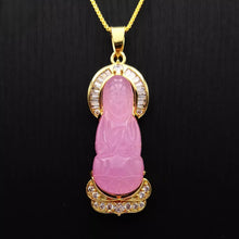 Load image into Gallery viewer, Nature Jade Guanyin Pendant Necklace Gift Jewelry charm Blessing Fortune New gg
