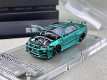 Load image into Gallery viewer, Timetop 1:64 Green Carbon Skyline GTR R34 Z-Tune Model Diecast Metal Car New Collection
