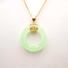 Load image into Gallery viewer, Nature Jade Ring Round Pendant Necklace Gift Jewelry charm Blessing Fortune f
