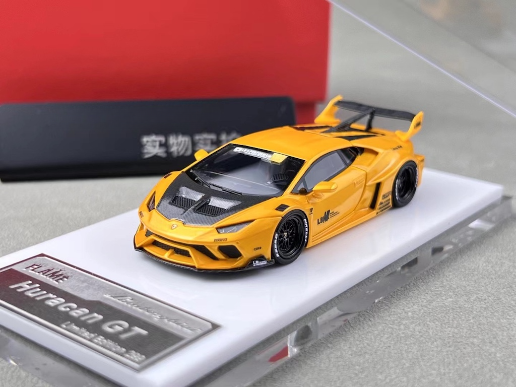 1:64 Flame Yellow Huracan GT LP610 LBWK Racing Sport Model Diecast