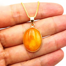 Load image into Gallery viewer, Nature Jade Yellow Oval Pendant Necklace Gift Jewelry charm Blessing Lucky New
