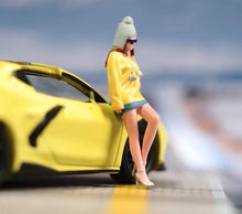 Load image into Gallery viewer, 1:64 Painted Figure Model Miniature Resin Diorama Sand Leaning Girl Yellow Lady Collection
