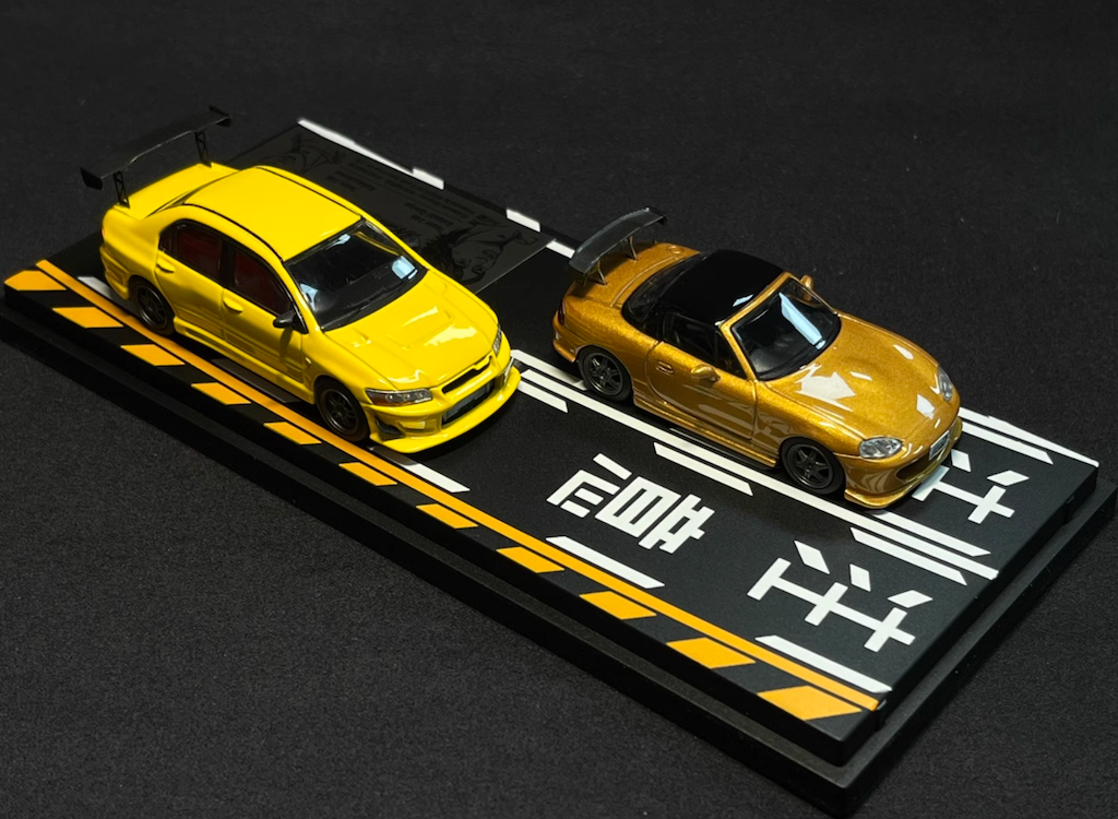 1:64 JDM Comic Initial D Miata MX5 Evo7 Lancer Model Diecast Metal Car New