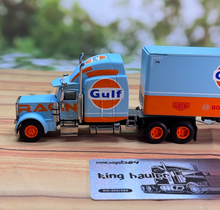Load image into Gallery viewer, FINE 1:64 Gulf Racing Peterbilt King Hauler Trailer Model Diecast Metal Car
