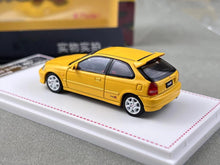 Load image into Gallery viewer, FH 1:64 Yellow Civic Type R EK9 Hatchback Sport Model Diecast Metal Car New Collection
