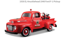 Load image into Gallery viewer, Maisto 1:24 1936 EL Knucklehead 1948 F1 Pickup Truck Motorcycle Model Metal
