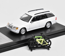 Load image into Gallery viewer, Mortal 1:64 White S124 E300 Wagon Roof Bike Model Diecast Metal Car New
