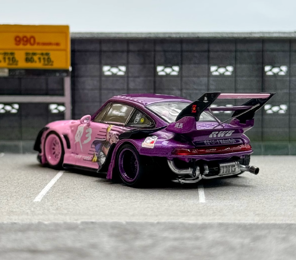 SW 1:64 Pink Dragon Ball RWB 993 911 Racing Sports Model Diecast