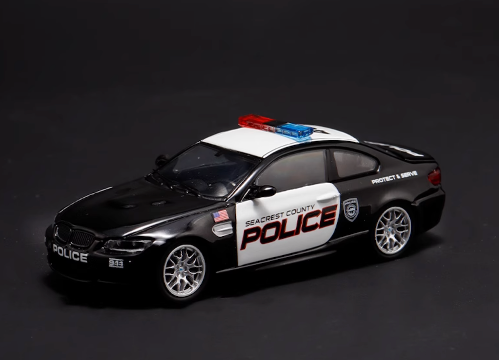 Fine 1:64 Black Police NSF M3 E92 Coupe Sports Model Diecast Metal Car New Collection