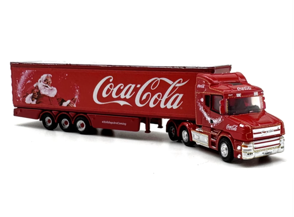 1:148 Scania Coke Christmas Container Delivery Truck Model Diecast Metal Car