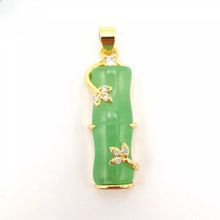 Load image into Gallery viewer, Nature Jade Bamboo Pendant Necklace Gift Jewelry charm Blessing Lucky Green New
