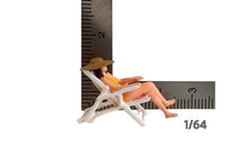 Load image into Gallery viewer, 1:64 Painted Figure Mini Model Miniature Resin Diorama Sand Beach Lady Girl Pet
