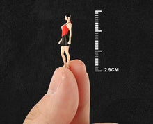 Load image into Gallery viewer, 1:64 Painted Figure Mini Model Miniature Car Scenes Resin Toy Red High Heel Lady
