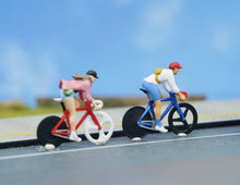 Load image into Gallery viewer, 1:64 Painted Figure Model Miniature Resin Diorama Sand Riding Bicycle Bike Toy Collection
