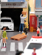 Load image into Gallery viewer, 1:64 Painted Figure Mini Model Miniature Resin Diorama Worker Man Pulling Cart
