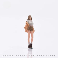 Load image into Gallery viewer, 1:24 Painted Figure Model Miniature Resin Diorama Sand Long Hair Walking Lady
