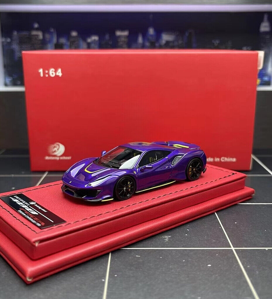 RW 1:64 Hongkong Purple 488 Pista Hard Top Sports Model Diecast Resin Car New Collection