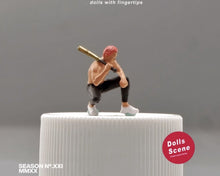 Load image into Gallery viewer, 1:64 Painted Figure Mini Model Miniature Resin Diorama BaseballBat Squatting Boy
