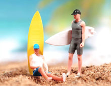 Load image into Gallery viewer, 1:64 Painted Figure Model Miniature Resin Diorama Toy Sand Surfboard Girl Surf
