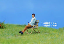 Load image into Gallery viewer, 1:64 Painted Figure Model Miniature Resin Diorama Cafe Sitting Pose Lady Man Toy Collection
