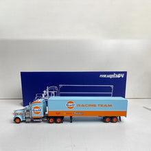 Load image into Gallery viewer, FINE 1:64 Gulf Racing Peterbilt King Hauler Trailer Model Diecast Metal Car

