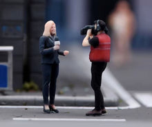 Load image into Gallery viewer, 1:64 Painted Figure Model Miniature Resin Diorama street interview Host Camera
