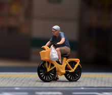 Load image into Gallery viewer, 1:64 Painted Figure Model Miniature Resin Diorama Scene Elderly Riding Bicycle
