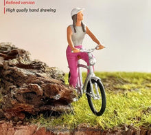 Load image into Gallery viewer, 1:64 Painted Figure Mini Model Miniature Resin Diorama Sand Bicycle Rural Outing
