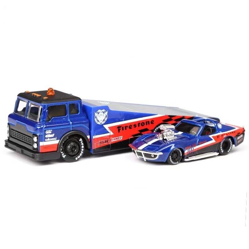 Maisto 1:64 Ramp Trailer Truck 1969 CORVETTE COUPE Model Toy