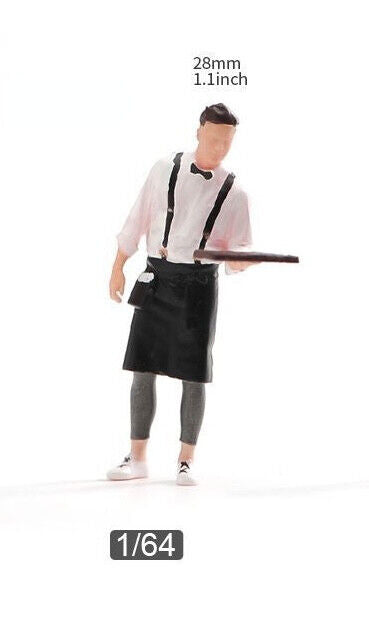 1:64 Painted Figure Model Miniature Resin Diorama Sand Toy Cafe Waiter Waitress New