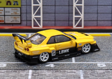 Load image into Gallery viewer, SW 1:64 Yellow JDM Skyline GTR ER34 LBWK #5 Sports Model Diecast Metal Car New
