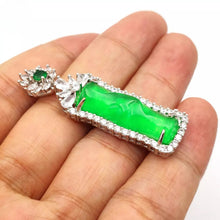 Load image into Gallery viewer, Nature Jade Bamboo Green Pendant Necklace Gift Jewelry charm Blessing Lucky New
