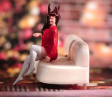 Load image into Gallery viewer, 1:64 Painted Figure Model Miniature Resin Diorama Sand Christmas Girl Sofa Red New Collection
