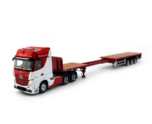 Load image into Gallery viewer, GCD 1:64 Red Actros Gigaspace Scalable Trailer Truck Model Diecast Metal Car
