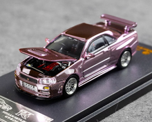 Load image into Gallery viewer, DK 1:64 Pink Carbon Skyline GTR R34 Racing Sport Model Diecast Metal Car New Collection
